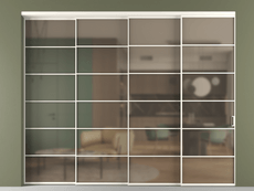 Перегородка Formato внутри проёма 4 створки с синхронным механизмом