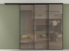 Перегородка Формато вдоль стены на потолок 3 створки с синхронным механизмом