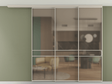 Перегородка Formato вдоль стены на потолок 3 створки с синхронным механизмом