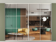 Перегородка Formato внутри проёма скрытое крепление в потолок 4 створки