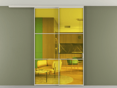 Перегородка Формато вдоль стены на потолок 2 створки с синхронным механизмом