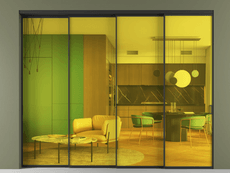 Перегородка Formato внутри проёма 4 створки с синхронным механизмом