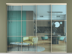 Перегородка Формато внутри проёма 4 створки с синхронным механизмом