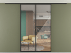 Перегородка Formato вдоль стены на потолок 2 створки