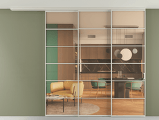 Перегородка Формато вдоль стены на потолок 3 створки с синхронным механизмом