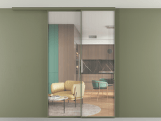 Перегородка Formato вдоль стены на потолок 2 створки с синхронным механизмом