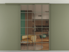 Перегородка Формато вдоль стены на потолок 2 створки с синхронным механизмом