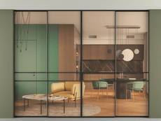 Перегородка Formato внутри проёма скрытое крепление в потолок 4 створки