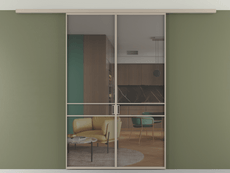 Перегородка Формато вдоль стены на потолок 2 створки