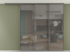 Перегородка Formato вдоль стены на потолок 3 створки с синхронным механизмом