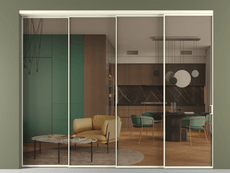 Перегородка Формато внутри проёма 4 створки с синхронным механизмом