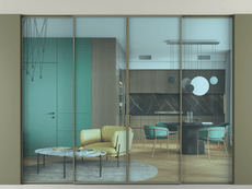 Перегородка Formato внутри проёма четырёхстворчатая со скрытым креплением в потолок