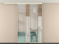 Перегородка Mosaic вдоль стены на потолок 2 створки с синхронным механизмом