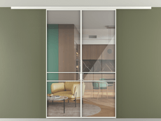 Перегородка Формато вдоль стены на потолок 2 створки