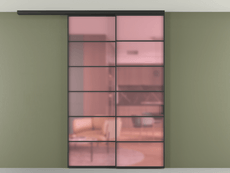 Перегородка Формато вдоль стены на потолок 2 створки с синхронным механизмом