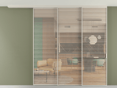 Перегородка Формато вдоль стены на потолок 3 створки с синхронным механизмом