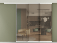 Перегородка Формато вдоль стены на потолок 3 створки с синхронным механизмом