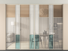 Перегородка Mosaic внутри проёма четырёхстворчатая со скрытым креплением в потолок