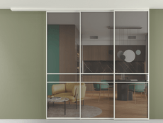 Перегородка Formato вдоль стены на потолок 3 створки с синхронным механизмом