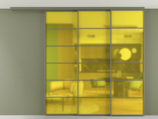 Перегородка Формато вдоль стены на потолок 3 створки с синхронным механизмом