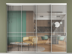 Перегородка Формато внутри проёма 4 створки с синхронным механизмом