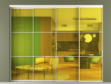 Перегородка Формато внутри проёма 4 створки с синхронным механизмом