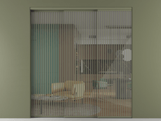 Перегородка Formato внутри проёма 3 створки с синхронным механизмом