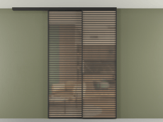 Перегородка Формато вдоль стены на потолок 2 створки с синхронным механизмом