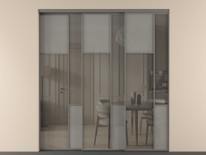 Перегородка Mosaic внутри проёма 3 створки с синхронным механизмом