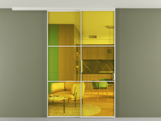 Перегородка Formato вдоль стены на потолок 2 створки с синхронным механизмом