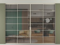 Перегородка Формато внутри проёма скрытое крепление в потолок 4 створки