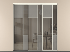 Перегородка Мозаик внутри проёма 3 створки с синхронным механизмом