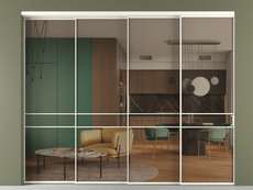 Перегородка Formato внутри проёма 4 створки с синхронным механизмом