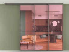 Перегородка Формато вдоль стены на потолок 3 створки с синхронным механизмом