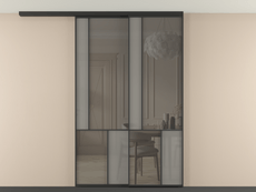 Перегородка Mosaic вдоль стены на потолок 2 створки с синхронным механизмом