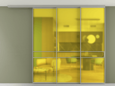 Перегородка Formato вдоль стены на потолок 3 створки с синхронным механизмом