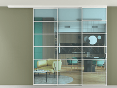 Перегородка Формато вдоль стены на потолок 3 створки с синхронным механизмом