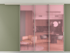 Перегородка Формато вдоль стены на потолок 3 створки с синхронным механизмом