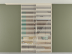 Перегородка Формато вдоль стены на потолок 2 створки с синхронным механизмом