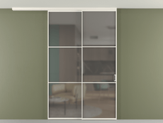 Перегородка Формато вдоль стены на потолок 2 створки с синхронным механизмом