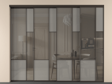 Перегородка Мозаик внутри проёма 4 створки с синхронным механизмом