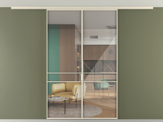 Перегородка Формато вдоль стены на потолок 2 створки