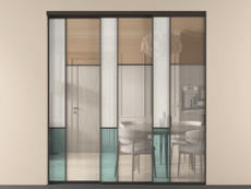 Перегородка Мозаик внутри проёма 3 створки с синхронным механизмом