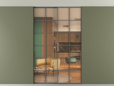 Перегородка Formato внутри проёма скрытое крепление в потолок 2 створки