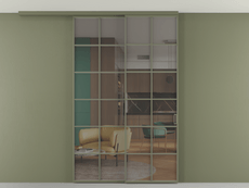 Перегородка Формато вдоль стены на потолок 2 створки с синхронным механизмом