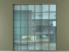 Перегородка Formato внутри проёма 3 створки с синхронным механизмом