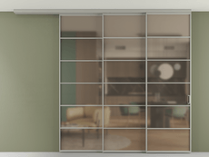 Перегородка Formato вдоль стены на потолок 3 створки с синхронным механизмом