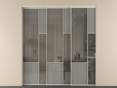 Перегородка Мозаик внутри проёма 3 створки с синхронным механизмом