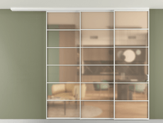 Перегородка Formato вдоль стены на потолок 3 створки с синхронным механизмом