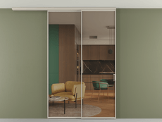 Перегородка Formato вдоль стены на потолок 2 створки с синхронным механизмом